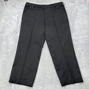 IZOD Golf Pants Mens 40x30 Black Flat Front Performance Polyester Trousers
